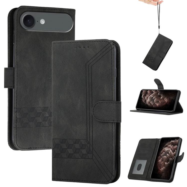For iPhone 17 Air Cubic Skin Feel Flip Leather Phone Case(Black) - free shipping - PMc TechLife - Order now!
