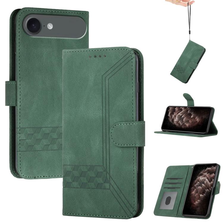 For iPhone 17 Air Cubic Skin Feel Flip Leather Phone Case(Green) - free shipping - PMc TechLife - Order now!