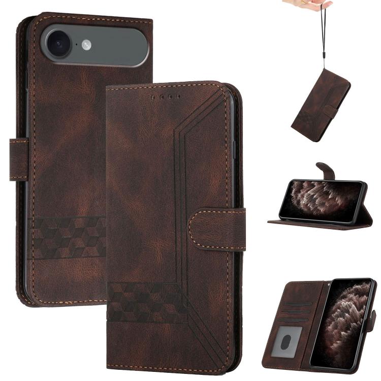 For iPhone 17 Air Cubic Skin Feel Flip Leather Phone Case(Brown) - free shipping - PMc TechLife - Order now!