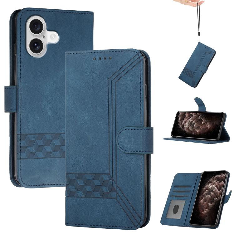 For iPhone 17 Cubic Skin Feel Flip Leather Phone Case(Blue) - free shipping - PMc TechLife - Order now!