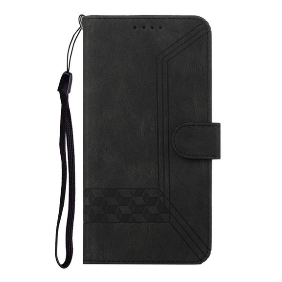 For iPhone 17 Cubic Skin Feel Flip Leather Phone Case(Black)