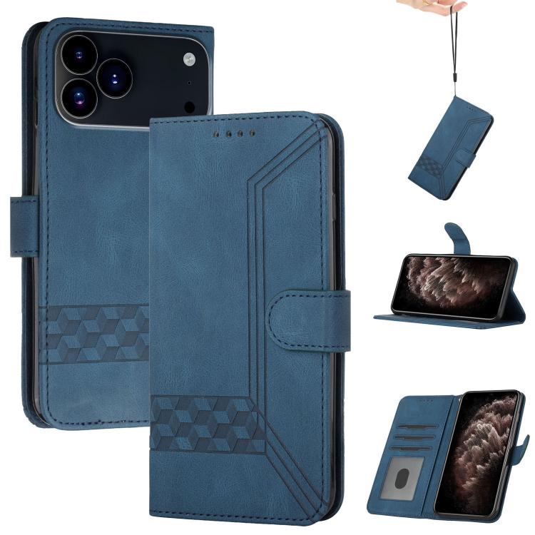 For iPhone 17 Pro Cubic Skin Feel Flip Leather Phone Case(Blue) - free shipping - PMc TechLife - Order now!
