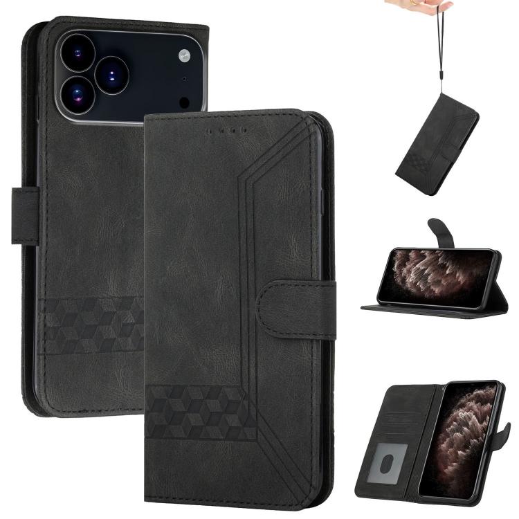 For iPhone 17 Pro Cubic Skin Feel Flip Leather Phone Case(Black) - free shipping - PMc TechLife - Order now!