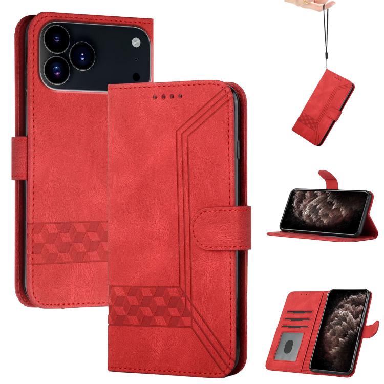 For iPhone 17 Pro Cubic Skin Feel Flip Leather Phone Case(Red) - free shipping - PMc TechLife - Order now!