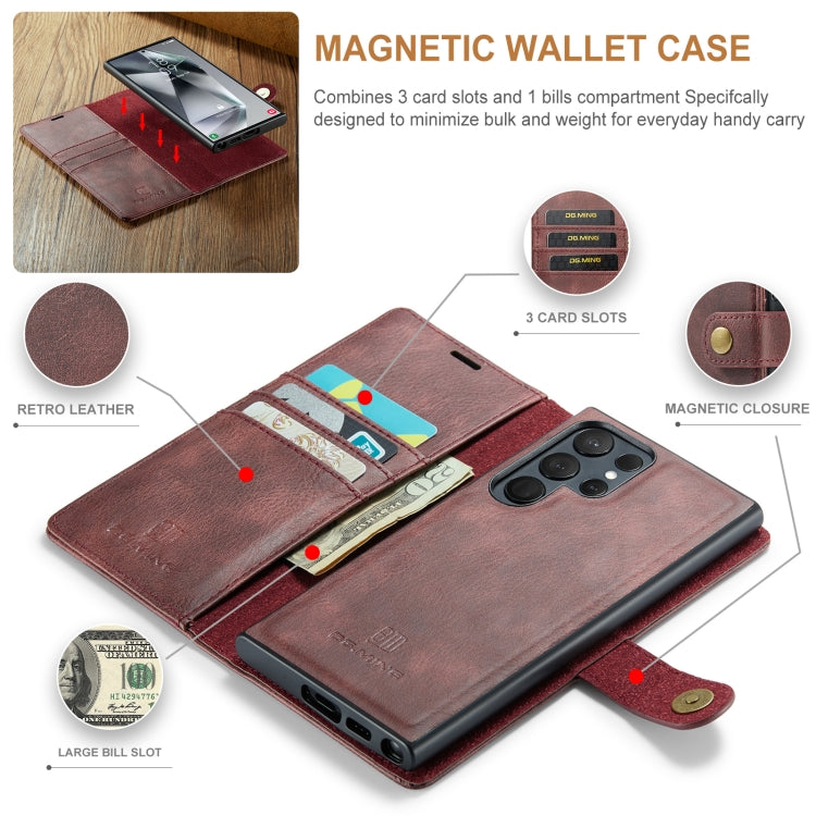 For Samsung Galaxy S24 Ultra 5G DG.MING Crazy Horse Texture Detachable Magnetic Leather Case(Red) - free shipping - PMC Jewellery - Order now!