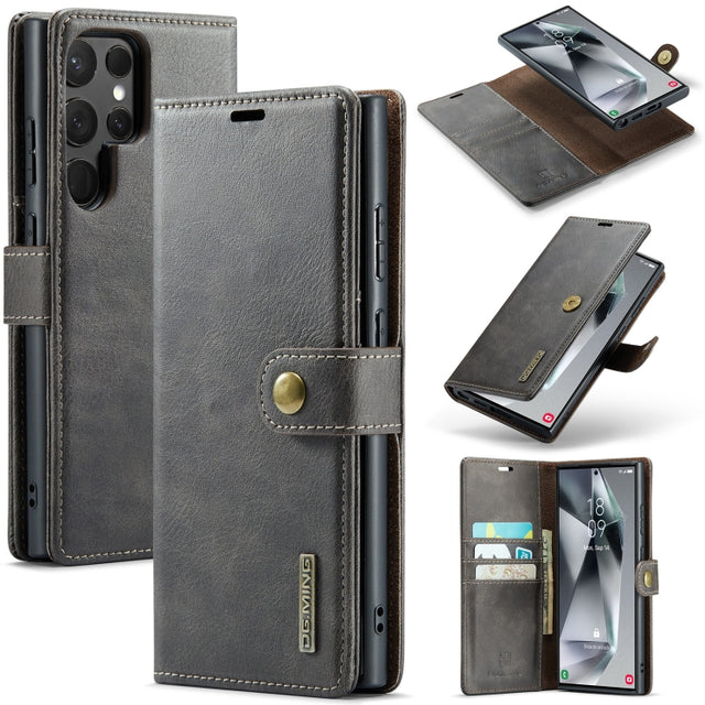 For Samsung Galaxy S24 Ultra 5G DG.MING Crazy Horse Texture Detachable Magnetic Leather Case(Grey)