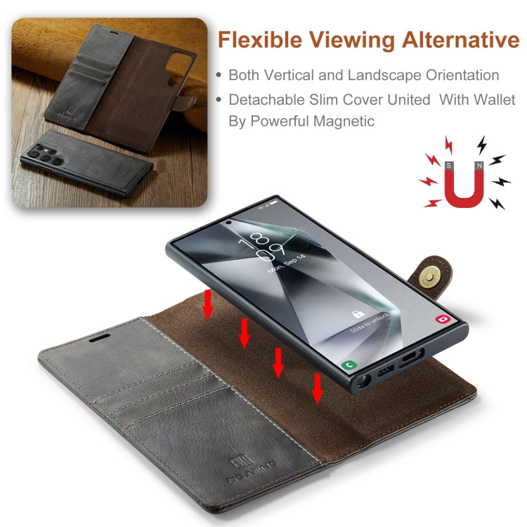 For Samsung Galaxy S24 Ultra 5G DG.MING Crazy Horse Texture Detachable Magnetic Leather Case(Grey)