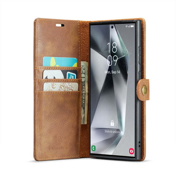 For Samsung Galaxy S24 Ultra 5G DG.MING Crazy Horse Texture Detachable Magnetic Leather Case(Brown)