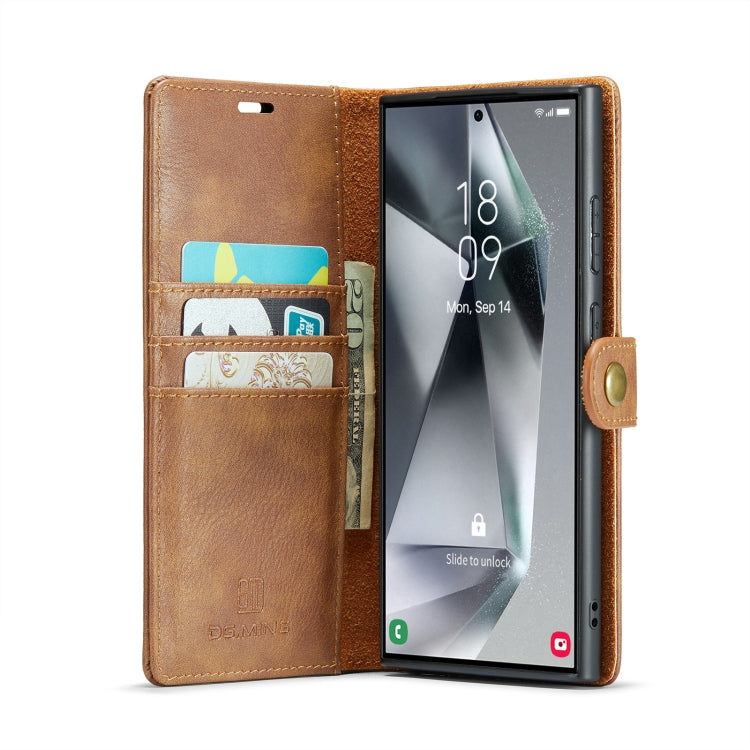 For Samsung Galaxy S24 Ultra 5G DG.MING Crazy Horse Texture Detachable Magnetic Leather Case(Brown)