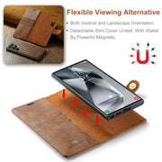 For Samsung Galaxy S24 Ultra 5G DG.MING Crazy Horse Texture Detachable Magnetic Leather Case(Brown)