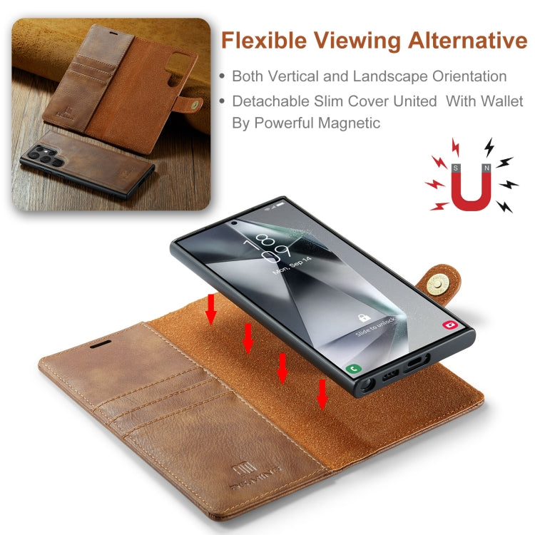 For Samsung Galaxy S24 Ultra 5G DG.MING Crazy Horse Texture Detachable Magnetic Leather Case(Brown)