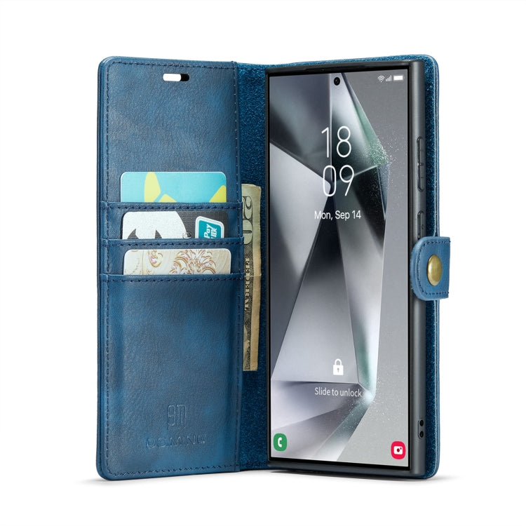 For Samsung Galaxy S24 Ultra 5G DG.MING Crazy Horse Texture Detachable Magnetic Leather Case(Blue)