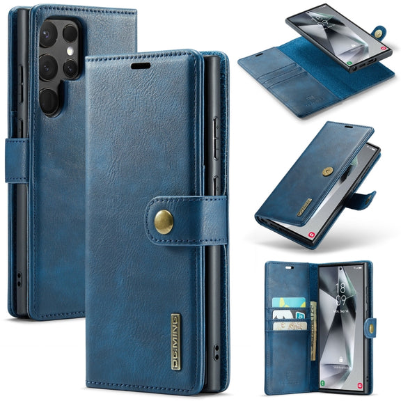 For Samsung Galaxy S24 Ultra 5G DG.MING Crazy Horse Texture Detachable Magnetic Leather Case(Blue)