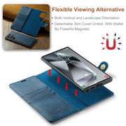 For Samsung Galaxy S24 Ultra 5G DG.MING Crazy Horse Texture Detachable Magnetic Leather Case(Blue)