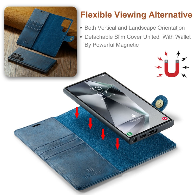 For Samsung Galaxy S24 Ultra 5G DG.MING Crazy Horse Texture Detachable Magnetic Leather Case(Blue)