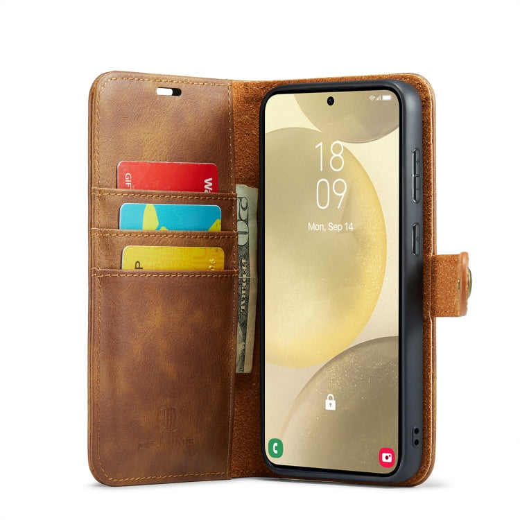 For Samsung Galaxy S24+ 5G DG.MING Crazy Horse Texture Detachable Magnetic Leather Case(Brown)
