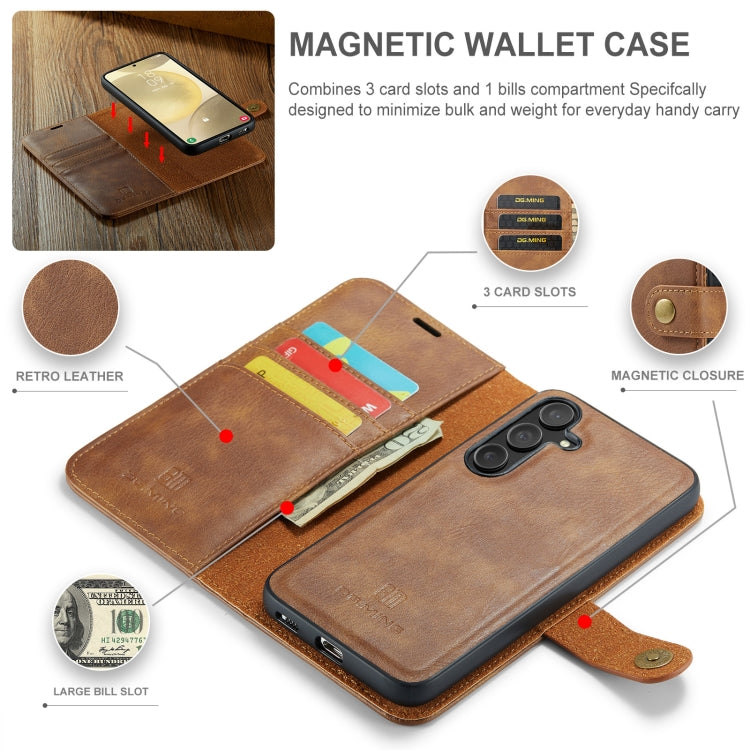 For Samsung Galaxy S24+ 5G DG.MING Crazy Horse Texture Detachable Magnetic Leather Case(Brown) - free shipping - PMC Jewellery - Order now!