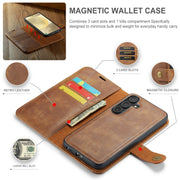 For Samsung Galaxy S24+ 5G DG.MING Crazy Horse Texture Detachable Magnetic Leather Case(Brown)