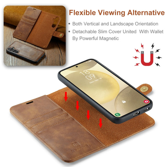 For Samsung Galaxy S24+ 5G DG.MING Crazy Horse Texture Detachable Magnetic Leather Case(Brown)