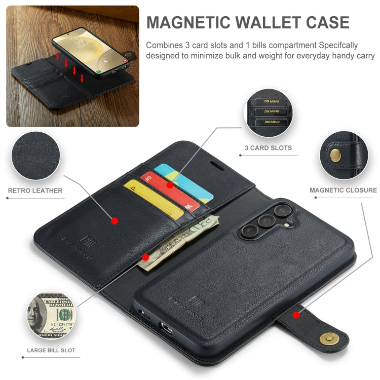 For Samsung Galaxy S24+ 5G DG.MING Crazy Horse Texture Detachable Magnetic Leather Case(Black)