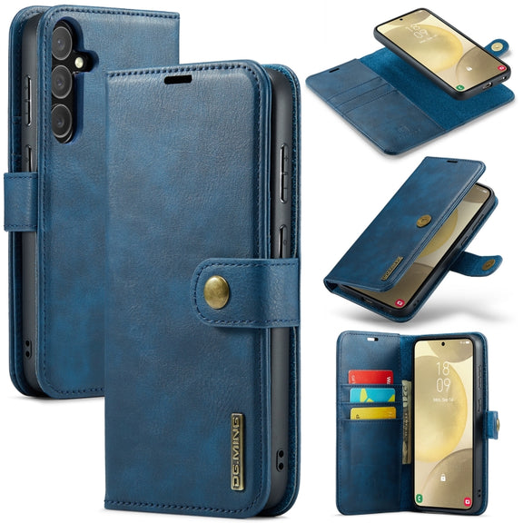 For Samsung Galaxy S24+ 5G DG.MING Crazy Horse Texture Detachable Magnetic Leather Case(Blue)