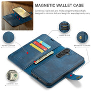 For Samsung Galaxy S24+ 5G DG.MING Crazy Horse Texture Detachable Magnetic Leather Case(Blue)