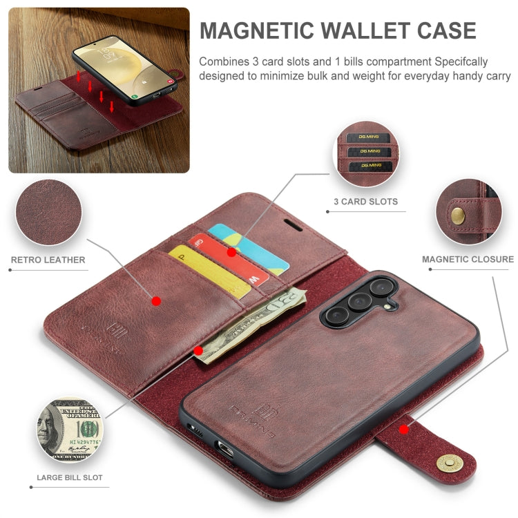 For Samsung Galaxy S24 5G DG.MING Crazy Horse Texture Detachable Magnetic Leather Case(Red)