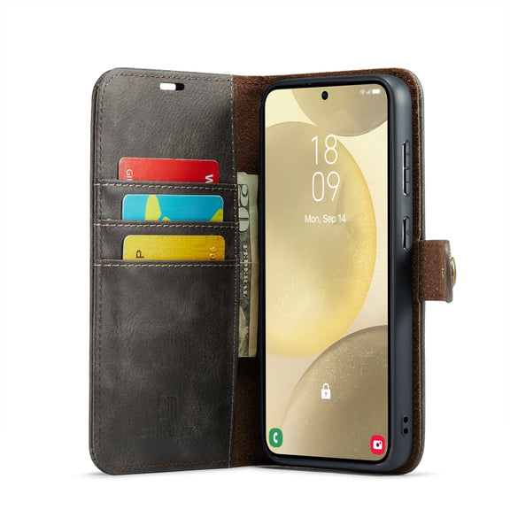 For Samsung Galaxy S24 5G DG.MING Crazy Horse Texture Detachable Magnetic Leather Case(Grey)