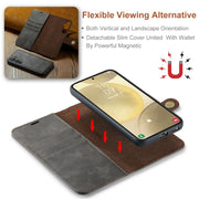 For Samsung Galaxy S24 5G DG.MING Crazy Horse Texture Detachable Magnetic Leather Case(Grey)
