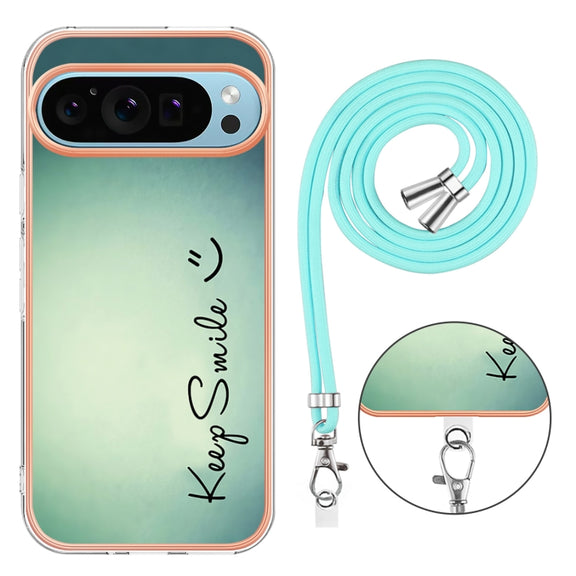 For Google Pixel 9 / 9 Pro Electroplating Dual-side IMD Phone Case with Lanyard(Smile)