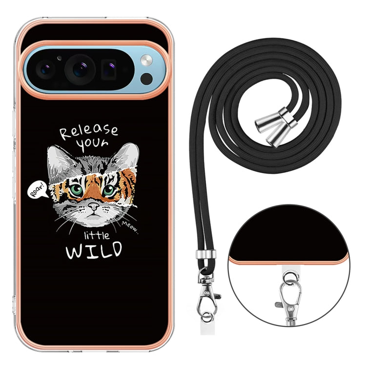 For Google Pixel 9 / 9 Pro Electroplating Dual-side IMD Phone Case with Lanyard(Natural Growth)