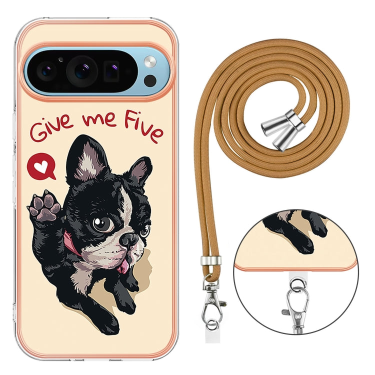 For Google Pixel 9 / 9 Pro Electroplating Dual-side IMD Phone Case with Lanyard(Lucky Dog) - Google Cases by PMC TechLife | Online Shopping South Africa | PMC TechLife | Buy Now Pay Later Mobicred