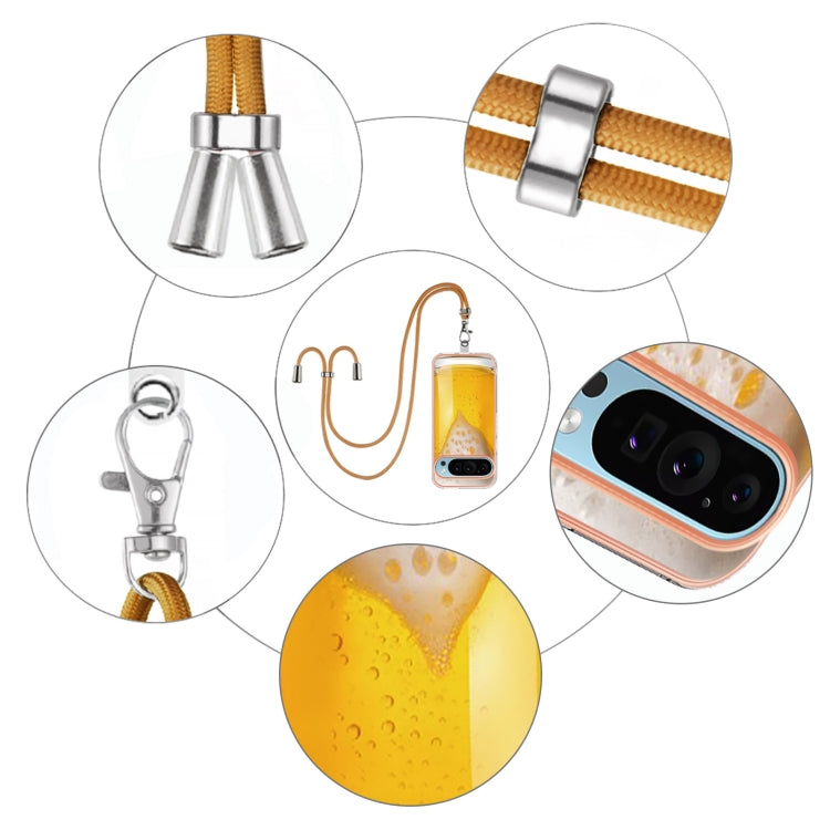 For Google Pixel 9 / 9 Pro Electroplating Dual-side IMD Phone Case with Lanyard(Draft Beer) - Google Cases by PMC TechLife | Online Shopping South Africa | PMC TechLife | Buy Now Pay Later Mobicred