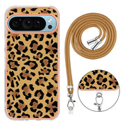 For Google Pixel 9 Pro XL Electroplating Dual-side IMD Phone Case with Lanyard(Leopard Print)
