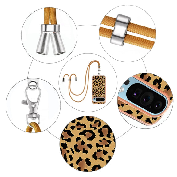 For Google Pixel 9 Pro XL Electroplating Dual-side IMD Phone Case with Lanyard(Leopard Print)