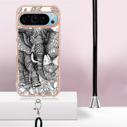 For Google Pixel 9 Pro XL Electroplating Dual-side IMD Phone Case with Lanyard(Totem Elephant)