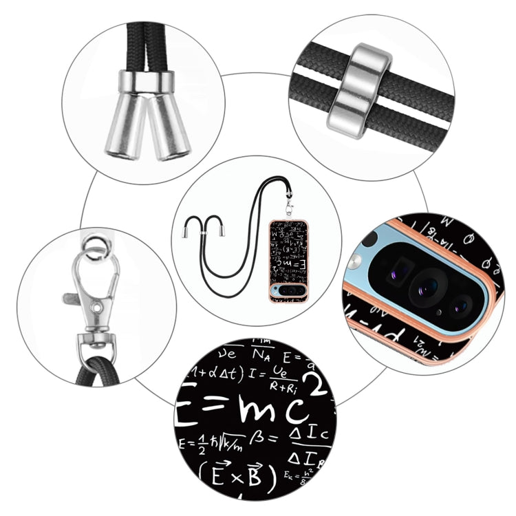 For Google Pixel 9 Pro XL Electroplating Dual-side IMD Phone Case with Lanyard(Equation)