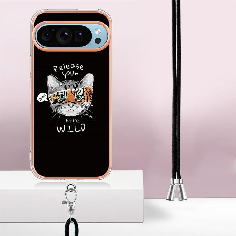 For Google Pixel 9 Pro XL Electroplating Dual-side IMD Phone Case with Lanyard(Natural Growth)