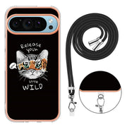 For Google Pixel 9 Pro XL Electroplating Dual-side IMD Phone Case with Lanyard(Natural Growth)