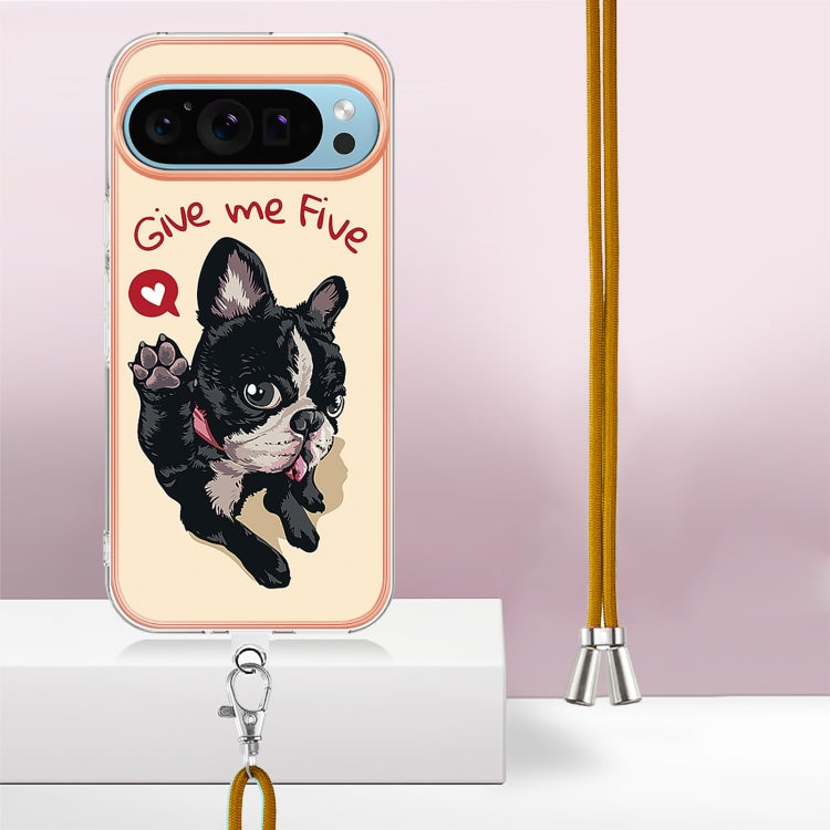 For Google Pixel 9 Pro XL Electroplating Dual-side IMD Phone Case with Lanyard(Lucky Dog) - Google Cases by PMC TechLife | Online Shopping South Africa | PMC TechLife | Buy Now Pay Later Mobicred