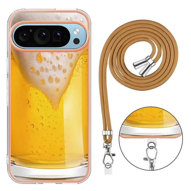 For Google Pixel 9 Pro XL Electroplating Dual-side IMD Phone Case with Lanyard(Draft Beer) - Google Cases by PMC TechLife | Online Shopping South Africa | PMC TechLife | Buy Now Pay Later Mobicred