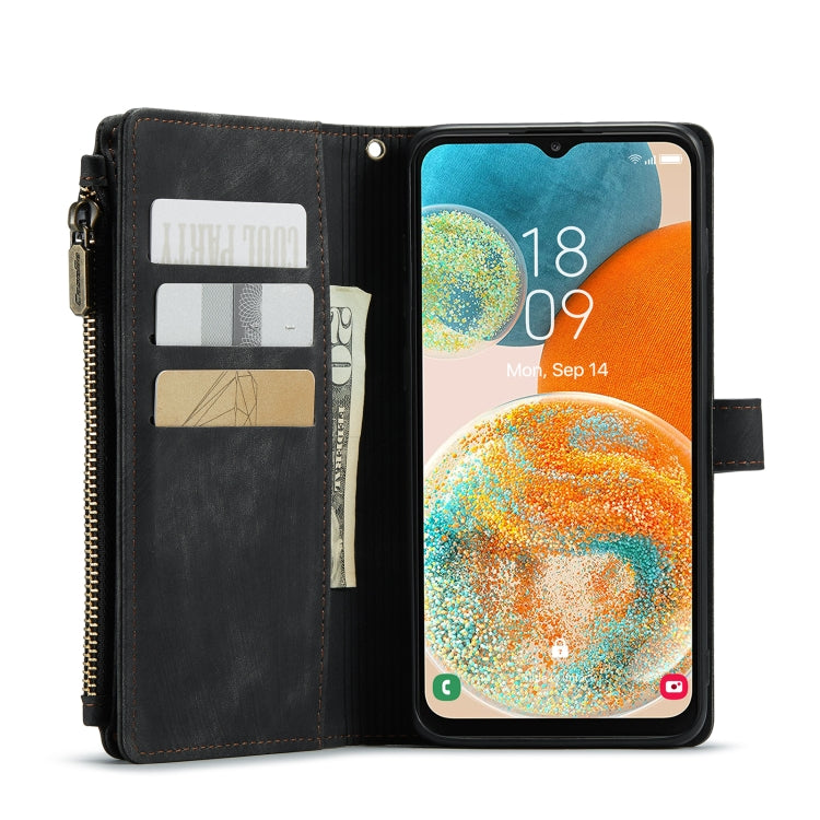 For Samsung Galaxy A23 CaseMe C30 Card Slots Zipper Wallet Leather Phone Case(Black) - free shipping - PMC Jewellery - Order now!