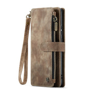 For Samsung Galaxy A24 4G CaseMe C30 Card Slots Zipper Wallet Leather Phone Case(Brown)
