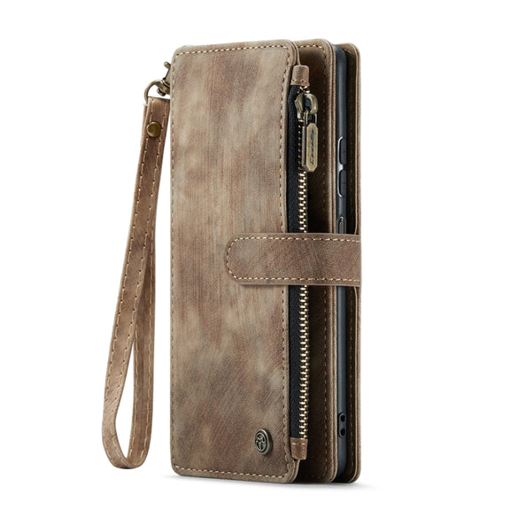 For Samsung Galaxy A24 4G CaseMe C30 Card Slots Zipper Wallet Leather Phone Case(Brown)