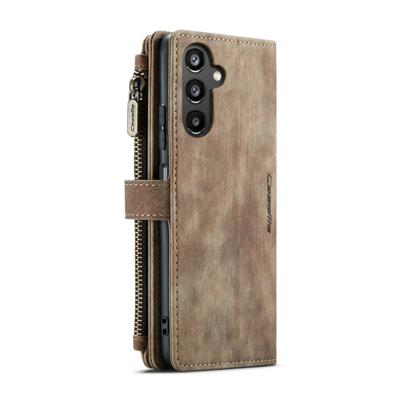 For Samsung Galaxy A24 4G CaseMe C30 Card Slots Zipper Wallet Leather Phone Case(Brown)