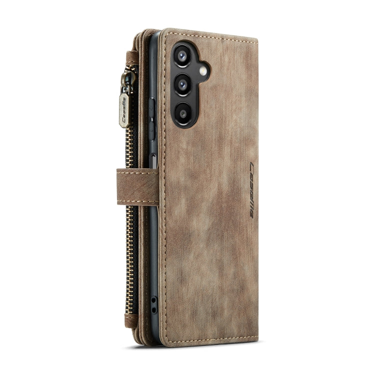 For Samsung Galaxy A24 4G CaseMe C30 Card Slots Zipper Wallet Leather Phone Case(Brown)