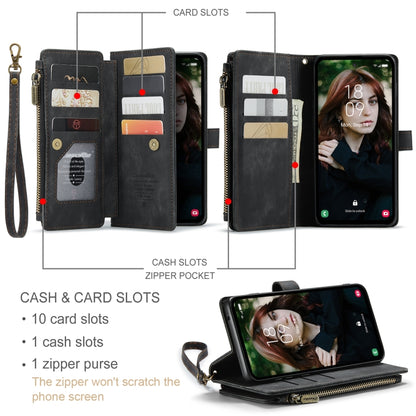 For Samsung Galaxy S23 FE CaseMe C30 Card Slots Zipper Wallet Leather Phone Case(Black) - free shipping - PMC Jewellery - Order now!