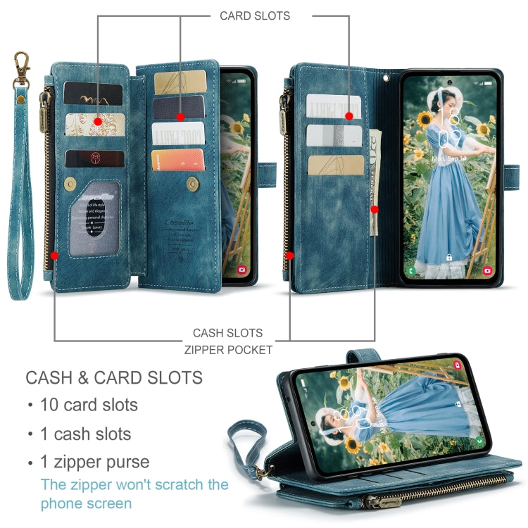 For Samsung Galaxy S23 FE CaseMe C30 Card Slots Zipper Wallet Leather Phone Case(Blue) - free shipping - PMC Jewellery - Order now!
