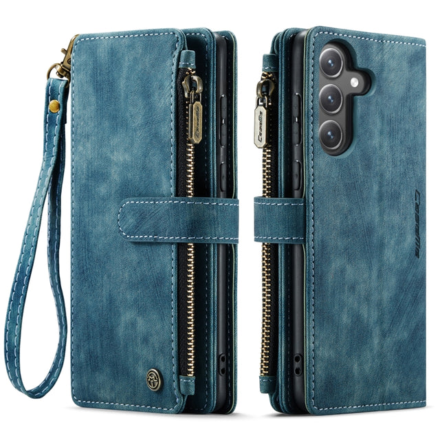 For Samsung Galaxy S23 FE CaseMe C30 Card Slots Zipper Wallet Leather Phone Case(Blue)