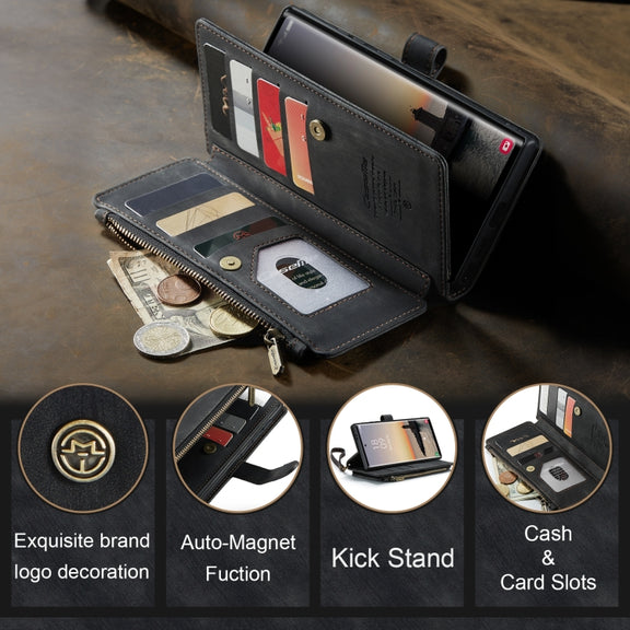 For Samsung Galaxy S24 Ultra 5G CaseMe C30 Card Slots Zipper Wallet Leather Phone Case(Black)